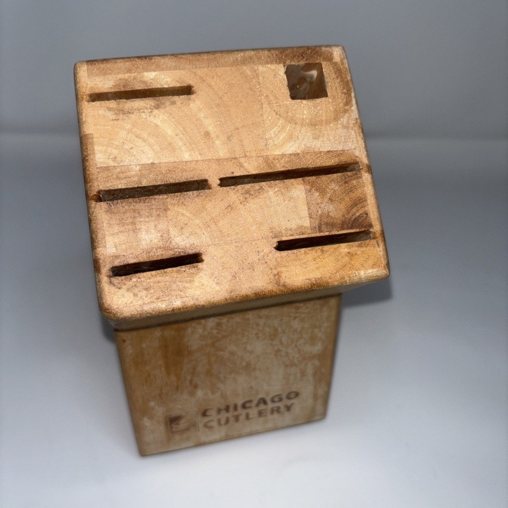 Chicago Cutlery 6 Slot‎ Wood Knife Block Only Counter Top Wooden Knife Holder